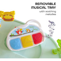 Moon Drive Height Adjustable Baby/Child Walker With Music And Toys Play Tray-(From 6 Months To 18 Months)- Grey Forest