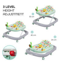 Moon Drive Height Adjustable Baby/Child Walker With Music And Toys Play Tray-(From 6 Months To 18 Months)- Grey Forest