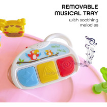 Moon Drive Height Adjustable Baby/Child Walker With Music And Toys Play Tray-(From 6 Months To 18 Months)- Pink Forest