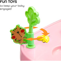 Moon Drive Height Adjustable Baby/Child Walker With Music And Toys Play Tray-(From 6 Months To 18 Months)- Pink Forest