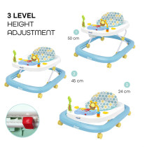 Moon Drive Height Adjustable Baby/Child Walker With Removable Music Tray And Toys|Soft Cushion|Learning Seat Suitable From 6-18 Months - Blue Forest