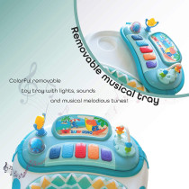 Moon Muv Height Adjustable Baby/Child Walker With Music And Toys Play Tray-(From 6 Months To 18 Months)- Blue Dino