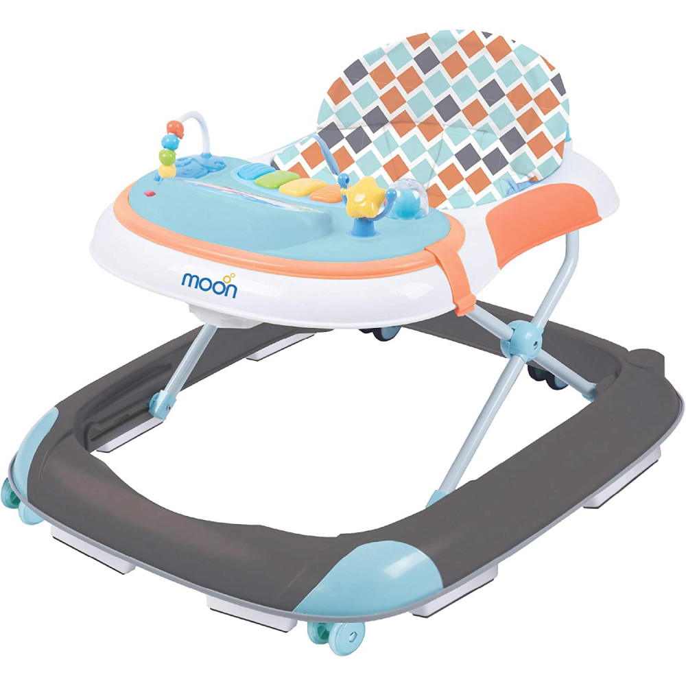 Moon Muv Height AdjUStable Baby/Child Walker With MUSic And Toys Play Tray-(From 6 Months To 18 Months)- Grey Dino