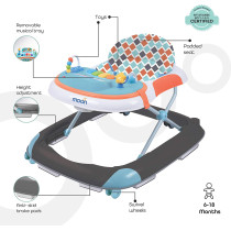 Moon Muv Height AdjUStable Baby/Child Walker With MUSic And Toys Play Tray-(From 6 Months To 18 Months)- Grey Dino