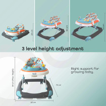 Moon Muv Height AdjUStable Baby/Child Walker With MUSic And Toys Play Tray-(From 6 Months To 18 Months)- Grey Dino