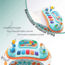 Moon Muv Height AdjUStable Baby/Child Walker With MUSic And Toys Play Tray-(From 6 Months To 18 Months)- Grey Dino