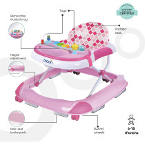 Moon Muv Height Adjustable Baby/Child Walker With Music And Toys Play Tray-(From 6 Months To 18 Months)- Pink Sea