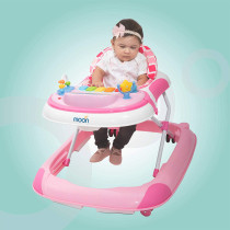 Moon Muv Height Adjustable Baby/Child Walker With Music And Toys Play Tray-(From 6 Months To 18 Months)- Pink Sea