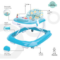 Moon Pace Height Adjustable Baby/Child Walker With Music And Toys Play Tray-(From 6 Months To 18 Months)-Blue