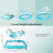 Moon Pace Height Adjustable Baby/Child Walker With Music And Toys Play Tray-(From 6 Months To 18 Months)-Blue