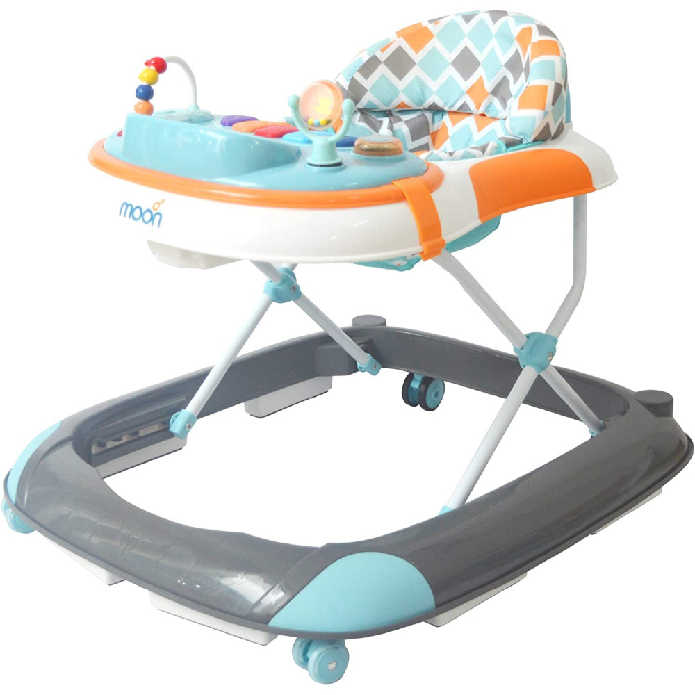 Moon PACE Height adjustable Baby/Child Walker with music and toys Play tray-(from 6 months to 18 months)-Grey