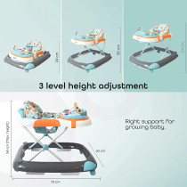 Moon PACE Height adjustable Baby/Child Walker with music and toys Play tray-(from 6 months to 18 months)-Grey