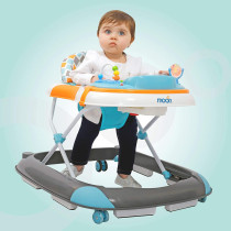 Moon PACE Height adjustable Baby/Child Walker with music and toys Play tray-(from 6 months to 18 months)-Grey