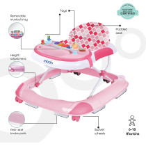 Moon PACE Height adjustable Baby/Child Walker with music and toys Play tray-(from 6 months to 18 months)-Pink