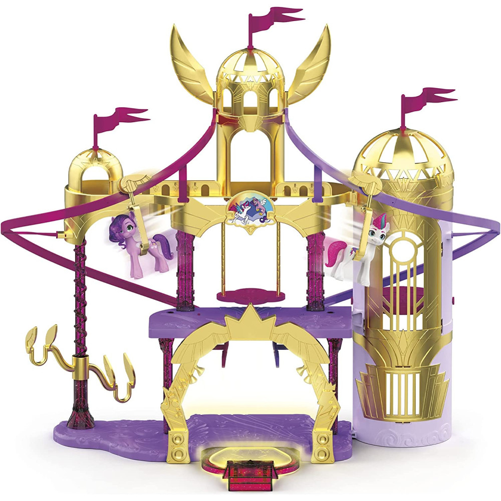 My Little Pony: A New Generation Lights Shimmer Action Movie Toy - 22-Inch Light Up Playset Castle, 2 Ponies, Ziplines, Multicolor