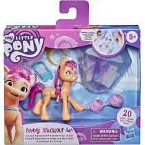 My Little Pony: A New Generation Movie.Crystal Adventure Sunny.Starscout. 3 Inch Orange Pony Toy, Surprise Accessories, Bracelet, Multicolour, F2454, Crystal Adventure Ponies Sunny