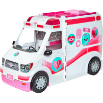 Barbie Care Clinic Vehicle Playset, Ambulance With RollingWheels Transforms Into A Hospital Playset With Lights And Sounds, 20+ Accessories, For 3 To 7 Year Olds Frm19