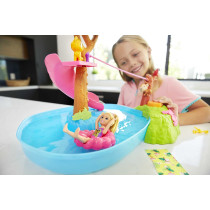 Barbie and Chelsea The Lost Birthday Splashtastic Pool Surprise Playset with Chelsea Doll (6-in), 3 Baby Animals, Slide, Zipline & Accessories, Gift for 3 to 7 Year Olds GTM85