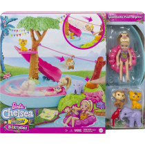 Barbie and Chelsea The Lost Birthday Splashtastic Pool Surprise Playset with Chelsea Doll (6-in), 3 Baby Animals, Slide, Zipline & Accessories, Gift for 3 to 7 Year Olds GTM85