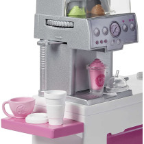 Barbie Coffee Shop with 12-in/30.40-cm Blonde Curvy Doll and 20+ Realistic Play Pieces, For Ages 3 Years Old & Up GMW03