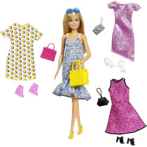 Barbie Doll With Clothes And Accessories For 4 Complete Outfits Gdj40