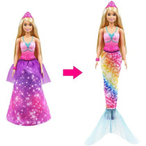 Barbie Dreamtopia 2-In-1 Princess To Mermaid Fashion Transformation Doll (Blonde, 11.5-In) With Accessories, For 3 To 7 Year Olds Gtf92