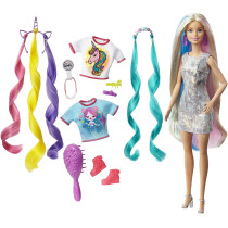 Barbie Fantasy Hair Doll, Blonde, With 2 Decorated Crowns, 2 Tops & Accessories, For Kids 3 To 7 Years Old Ghn04