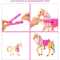 Barbie Groom 'n Care Horses Playset with Barbie Doll Blonde 11.5 in, 2 Horses & 20+ Grooming and Hairstyling Accessories, Gift for 3 to 7 Year Olds GXV77, Multi colour