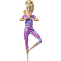 Barbie Made to Move Doll with 22 Flexible Joints & Long Blonde Ponytail Wearing Athleisure-wear for Kids 3 to 7 Years Old GXF04