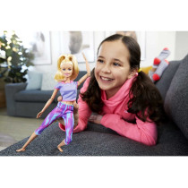 Barbie Made to Move Doll with 22 Flexible Joints & Long Blonde Ponytail Wearing Athleisure-wear for Kids 3 to 7 Years Old GXF04
