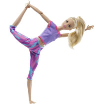 Barbie Made to Move Doll with 22 Flexible Joints & Long Blonde Ponytail Wearing Athleisure-wear for Kids 3 to 7 Years Old GXF04