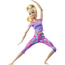 Barbie Made to Move Doll with 22 Flexible Joints & Long Blonde Ponytail Wearing Athleisure-wear for Kids 3 to 7 Years Old GXF04