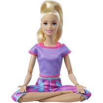 Barbie Made to Move Doll with 22 Flexible Joints & Long Blonde Ponytail Wearing Athleisure-wear for Kids 3 to 7 Years Old GXF04