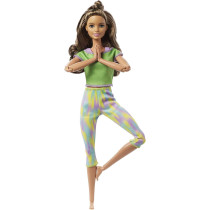Barbie Made to Move Doll with 22 Flexible Joints & Long Wavy Brunette Hair Wearing Athleisure-wear for Kids 3 to 7 Years Old GXF05
