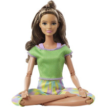 Barbie Made to Move Doll with 22 Flexible Joints & Long Wavy Brunette Hair Wearing Athleisure-wear for Kids 3 to 7 Years Old GXF05