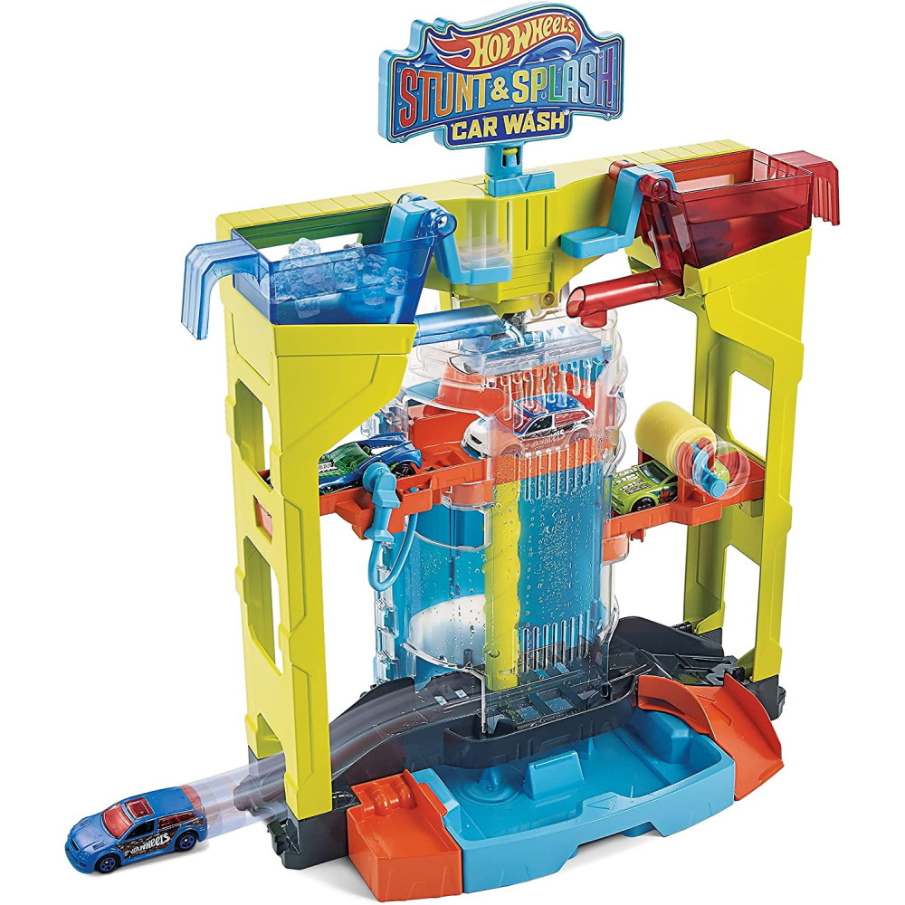 Hot Wheels Stunt Splash Car Wash Playset With One 1:64 Hot Wheels Color Shifter Color Changing Car For Ages 4 Years Old & Up Grw37, Multi Colour