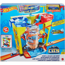 Hot Wheels Stunt Splash Car Wash Playset With One 1:64 Hot Wheels Color Shifter Color Changing Car For Ages 4 Years Old & Up Grw37, Multi Colour