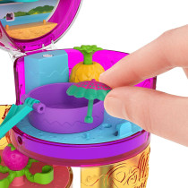 Polly Pocket Spin 'n Surprise Compact Playset, Tropical Smoothie Shape, Waterpark Theme, 3 Floors, 25 Surprise Accessories Including Polly & Shani Dolls, Great Gift for Ages 4 Years Old & Up