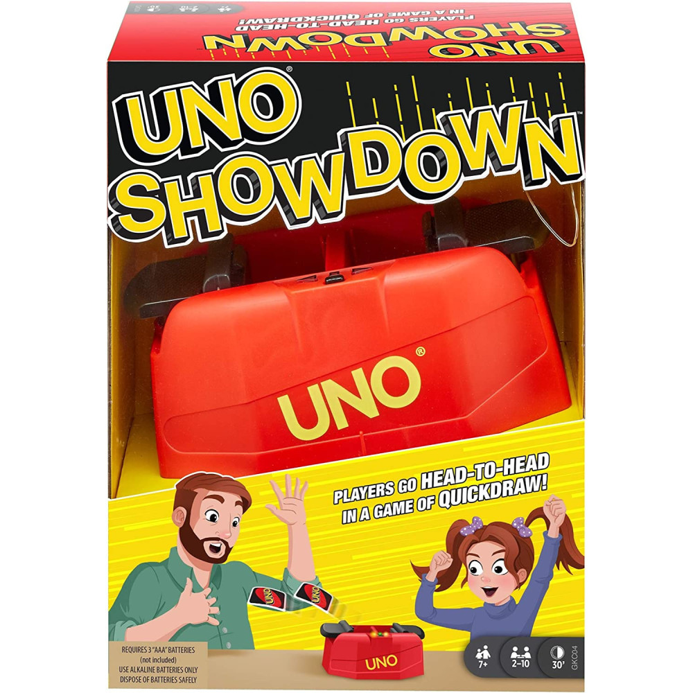 Uno Showdown Quick Draw Family Card Game With 112 Cards & Uno Showdown Unit For Ages 7 Years Old & Up, Family Or Adult Game Night Gkc04