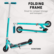 Mongoose Trace Youth Kick Scooter Folding and Non-Folding Design, Regular, Lighted, and Air Filled Wheels, Multiple Colors Teal