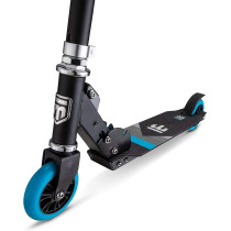 Mongoose Trace Youth Kick Scooter Folding and Non-Folding Design, Regular, Lighted, and Air Filled Wheels, Multiple Colors Black/Blue