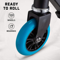 Mongoose Trace Youth Kick Scooter Folding and Non-Folding Design, Regular, Lighted, and Air Filled Wheels, Multiple Colors Black/Blue