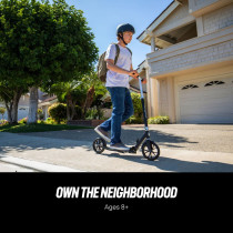 Mongoose Trace Youth Kick Scooter Folding and Non-Folding Design, Regular, Lighted, and Air Filled Wheels, Multiple Colors Black/Grey