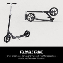 Mongoose Trace Youth Kick Scooter Folding and Non-Folding Design, Regular, Lighted, and Air Filled Wheels, Multiple Colors Black/Grey
