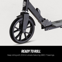 Mongoose Trace Youth Kick Scooter Folding and Non-Folding Design, Regular, Lighted, and Air Filled Wheels, Multiple Colors Black/Grey