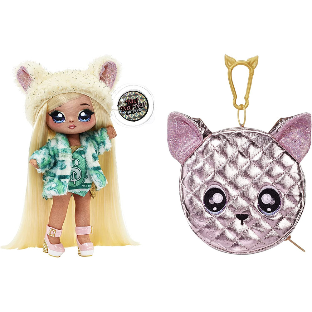 Na Na Na Surprise Glam Series Victoria Grand Fashion Doll And Metallic Chihuahua Purse, Blonde Hair, Cute Dog Ear Hat Outfit & Accessories, 2 In 1 Kids Gift, Toy For Girls & Boys Ages 5 6 7 8+ Years
