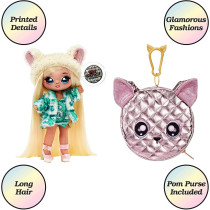 Na Na Na Surprise Glam Series Victoria Grand Fashion Doll And Metallic Chihuahua Purse, Blonde Hair, Cute Dog Ear Hat Outfit & Accessories, 2 In 1 Kids Gift, Toy For Girls & Boys Ages 5 6 7 8+ Years