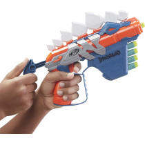 Nerf Dinosquad Stegosmash Dart Blaster, 4 Dart Storage, Pull Back Priming Handle, 5 Official Nerf Darts, Dinosaur Design, Stegosaurus Spikes, Multicolour, 5010993800186