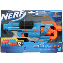 Nerf Elite 2.0 Commander Rd 6 Blaster, 12 Official Nerf Darts, 6 Dart Rotating Drum, Tactical Rails, Barrel And Stock Attachment Points