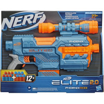Nerf Elite 2.0 Phoenix Cs 6 Motorized Blaster, 12 Official Nerf Darts, 6 Dart Clip, Scope, Tactical Rails, Barrel And Stock Attachment Points